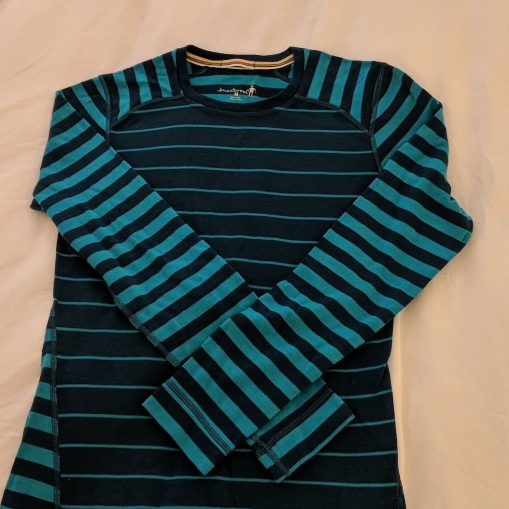 Smartwool blue striped ls thermal shirt